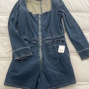 Long sleeve jean romper